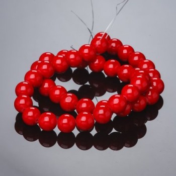 Beads on String, Coral (Pressed) Smooth Round, Diameter 12mm +/-, Length 40cm +