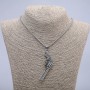 Pendant "Revolver" 65x25mm on Chain, Length 70cm +/- Silver-Tone Metal