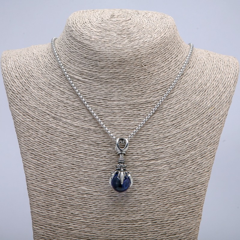 Pendant "Paw with Ball" 45x20mm on Chain, Length 70cm +/- Silver-Tone Metal