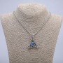 Pendant "Dragon Eye in Triangle" 40x35mm on Chain, Length 70cm +/- Silver-Tone Metal