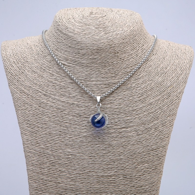 Pendant "Sphere in a Paw" 35x17mm on a chain, length 70cm +/- silver-coloured metal
