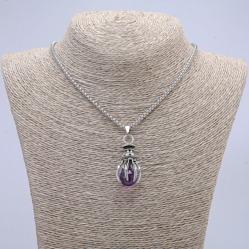 "Paw with Ball" Pendant 40x20mm on Chain, Length 70cm + - Silver-Tone Metal