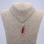 Pendant Hand with Red Crystal 50x10mm on a chain, length 65cm metal colour silver