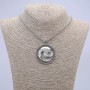 Yin Yang Pendant 50x38mm on a chain, 65cm length, silver-coloured metal