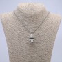 Pendant "Skull in a Hat" 40x16mm on a chain, 65cm length, silver-coloured metal