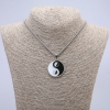 Yin Yang Pendant 37x25mm on a chain, 65cm length, silver-coloured metal