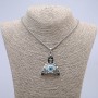 Pendant "Death with an Eye" 50x33mm on a chain, 70cm length +/-, silver-toned metal