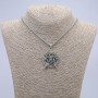 Pendant "Pentagram with Skeleton" 47x33mm on a chain, 65cm length, silver-tone metal