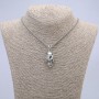 Pendant Skull 37x15mm on a chain, 65cm length, silver-tone metal