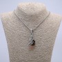 Pendant "Dragon Head with Red Ball" 22x51mm on a chain, 65cm length, silver-tone metal