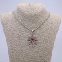 Pendant "Hemp Leaf with Dragon Eye" 38x55mm on a chain, 65cm length, silver-tone metal