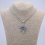 Pendant "Hemp Leaf with Dragon Eye" 38x55mm on a chain, 65cm length, silver-tone metal