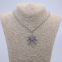 Pendant "Hemp Leaf with Dragon Eye" 38x55mm on a chain, 65cm length, silver-tone metal