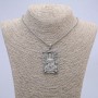 Pendant "Buddha" 58x32mm on a chain, 70cm length, silver-tone metal