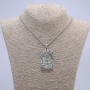 Pendant "Samurai Face" 57x28mm on a chain, 70cm length, silver-tone metal
