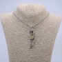 Pendant "Claw with Feather, Dragon Eye" 70x20mm on a chain, 70cm length, silver-toned metal