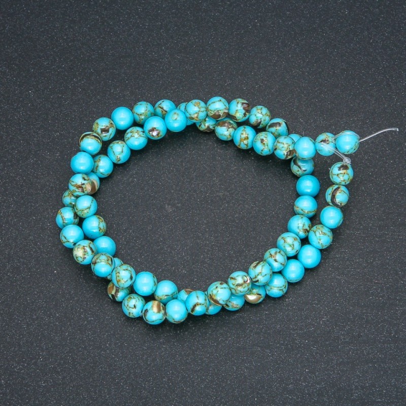 Imperial Jasper Beads, turquoise (pressed), smooth round, diameter 6mm +/-, length 40cm +