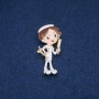 "Hairdresser" Brooch, White Enamel, Gold-Toned Metal, 47x24mm+