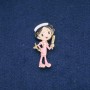 Hairdresser Brooch, coloured enamel, golden metal 47x24mm +