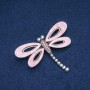 Brooch "Dragonfly" pink mother-of-pearl, pink petrol-tone and grey rhinestones, silver-tone metal, 62x45mm +