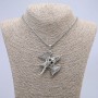 Pendant "Bird with Skull" 50x57mm on a chain, 65cm length, silver-tone metal