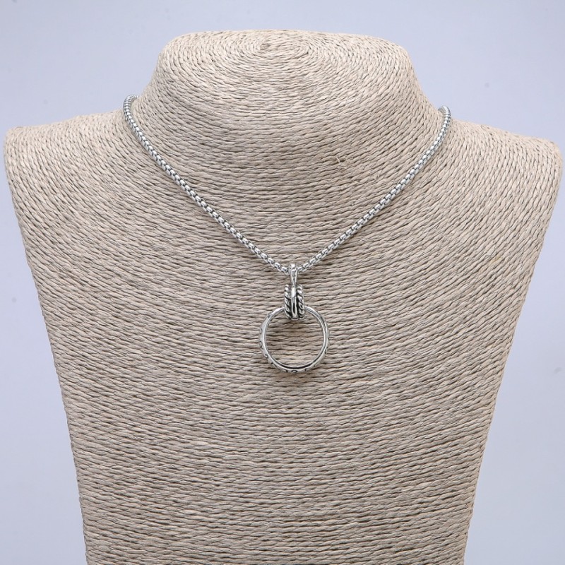 Pendant "Ring" 24x5mm on a chain, approx. 70cm length, silver-tone metal