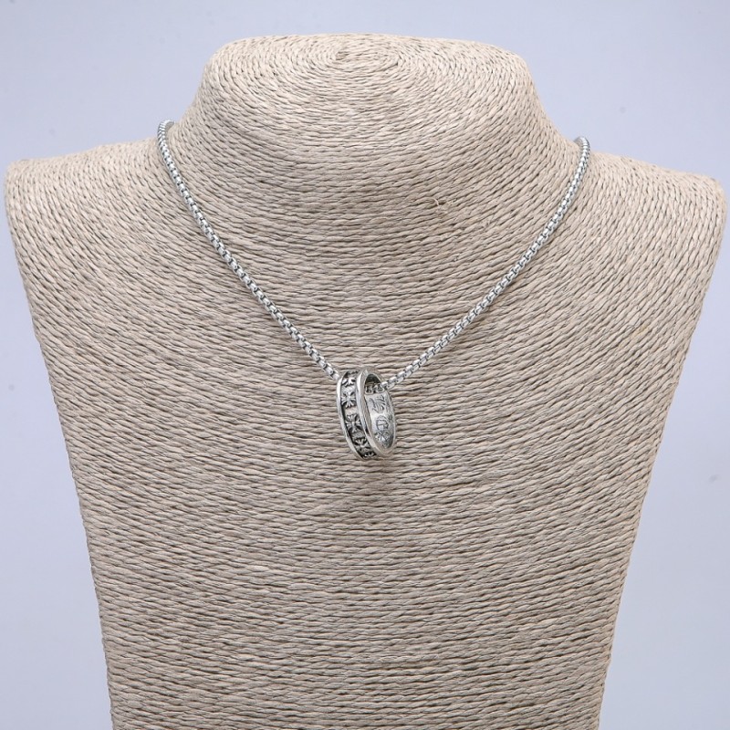 Pendant "Ring" 24x7mm on a chain, approx. 70cm length, silver-tone metal