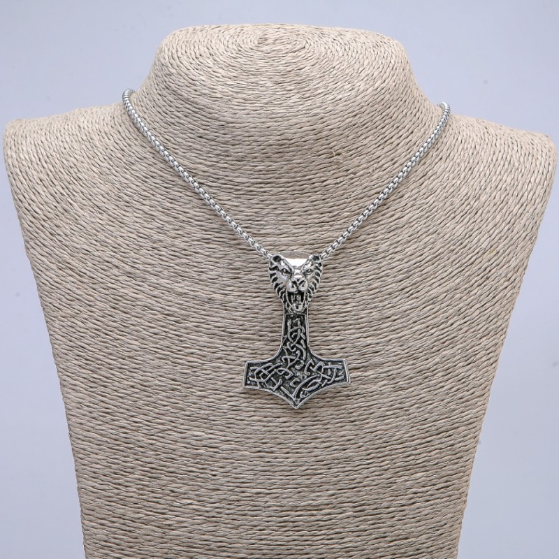 Pendant 50x35mm on a chain, approx. 70cm length, silver-tone metal