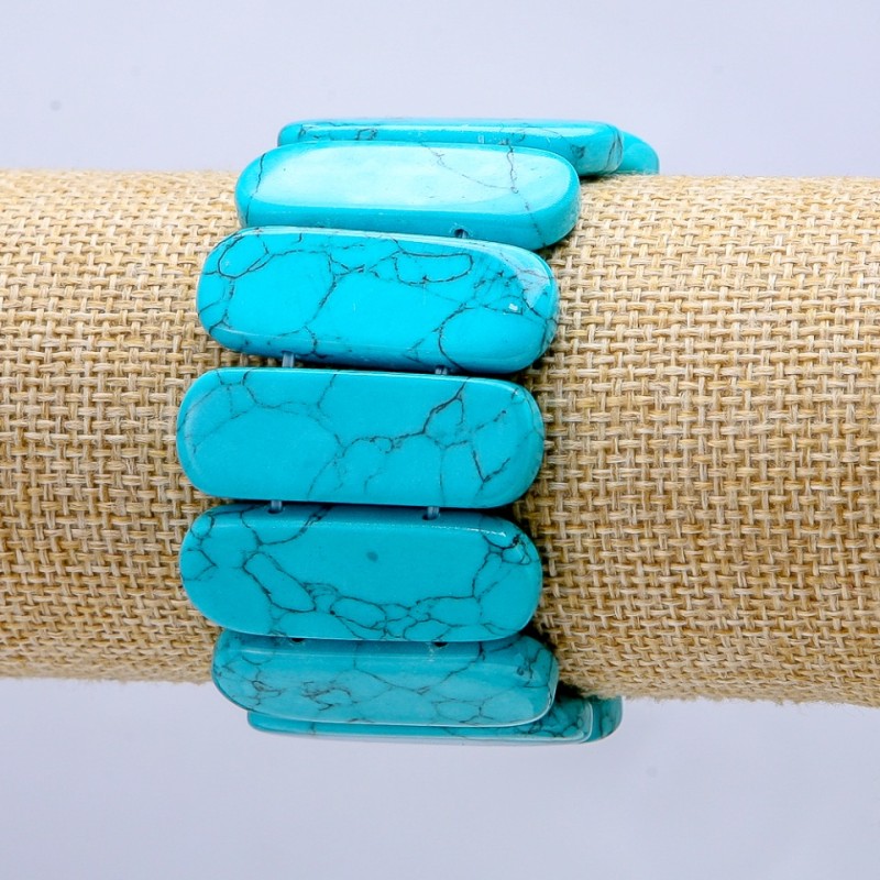 Elastic Turquoise (Pressed) Bracelet, Smooth Link 33x13mm+