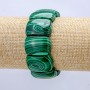 Elastic Malachite (Pressed) Bracelet, Smooth Link 25x17mm+