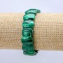 Elastic Malachite (Pressed) Bracelet, Smooth Link 16x11mm+