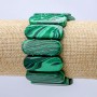Elastic Malachite (Pressed) Bracelet, Smooth Link 35x13mm+