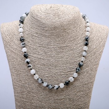 Natural Rutilated Quartz Necklace, Smooth Round Beads, Diameter 8mm, Length 45cm+