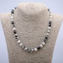 Natural Rutilated Quartz Necklace, Smooth Round Beads, Diameter 8mm, Length 45cm+