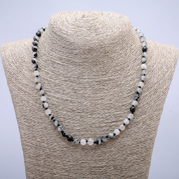 Natural Rutilated Quartz Necklace, Smooth Round Beads, Diameter 6mm, Length 45cm+