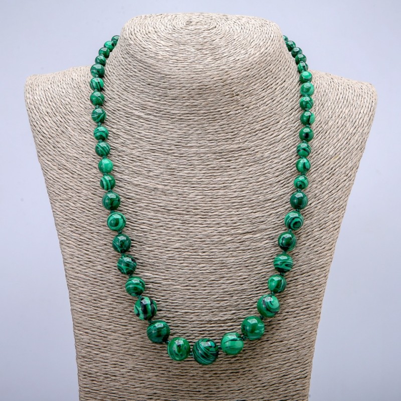 Malachite (Pressed) Necklace, Smooth Graduated Beads 6-14mm, Length 52cm+