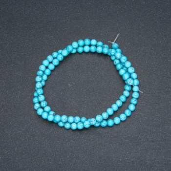 Beads Turquoise (pressed) smooth round bead, diameter 4mm +/-, length 40cm+