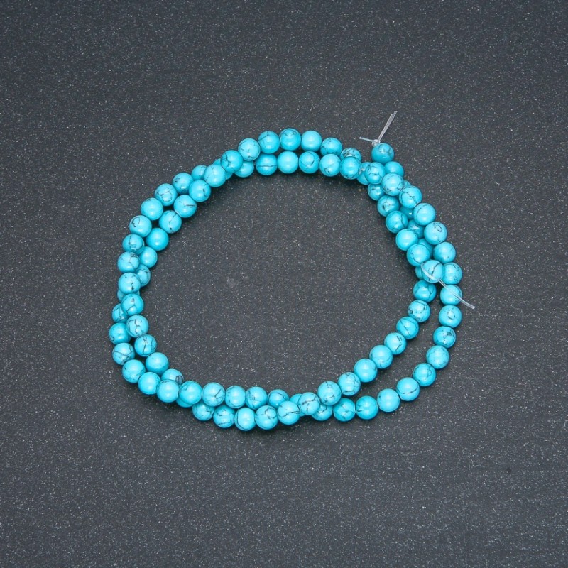 Beads Turquoise (pressed) smooth round bead, diameter 4mm +/-, length 40cm+