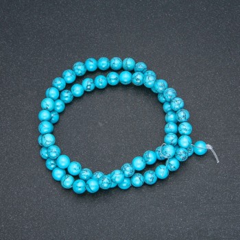 Turquoise (imitation) Beads, smooth round, diameter 6mm +/-, length 40cm +