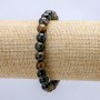Natural Stone Bracelet on Elastic Hawk's Eye smooth round bead, diameter 8mm+