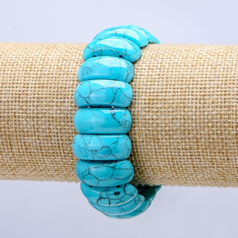 Turquoise Bracelet on Elastic (pressed) smooth link 21x9mm+