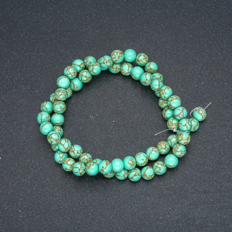 Beads Imperial Jasper Green (pressed) smooth round bead, diameter 6mm +/-, length 40cm+