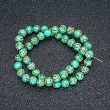 Beads Imperial Jasper Green (pressed) smooth round bead, diameter 8mm +/-, length 40cm+