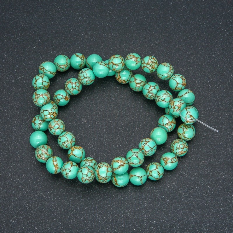 Beads Imperial Jasper Green (pressed) smooth round bead, diameter 8mm +/-, length 40cm+