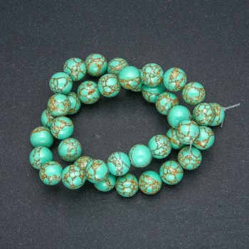 Beads Imperial Jasper Green (pressed) smooth round bead, diameter 10mm +/-, length 40cm+