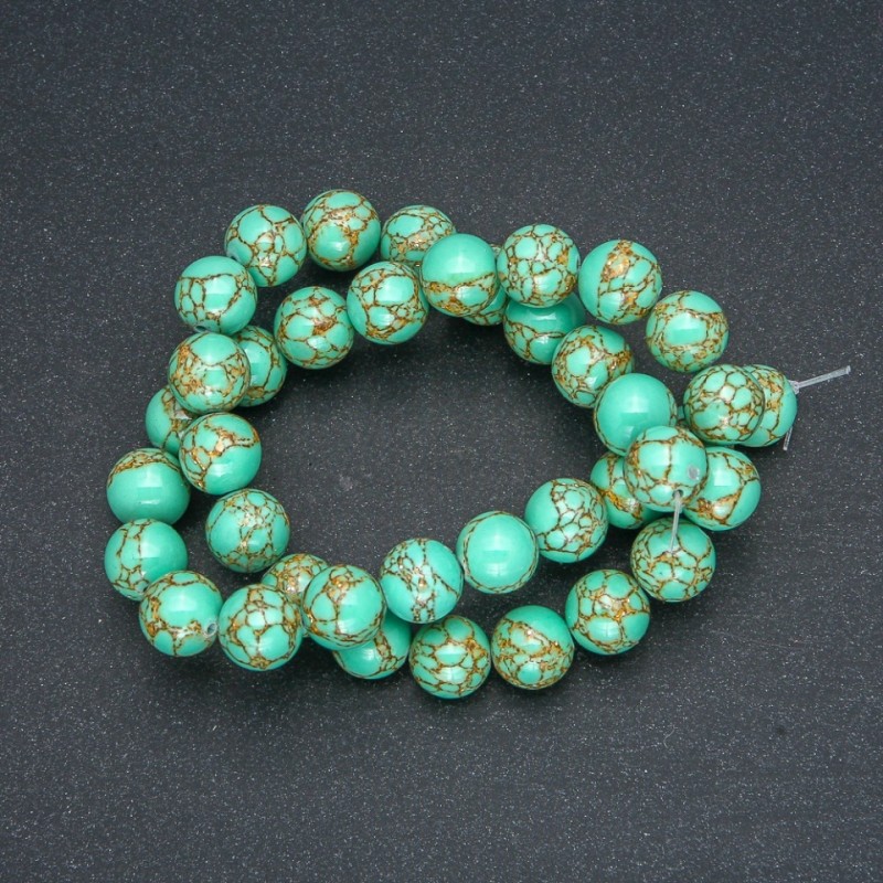 Beads Imperial Jasper Green (pressed) smooth round bead, diameter 10mm +/-, length 40cm+