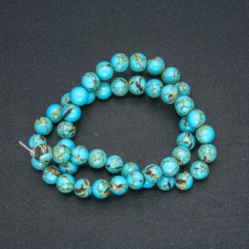 Beads Imperial Jasper Turquoise (pressed) smooth round bead, diameter 8mm +/-, length 40cm+