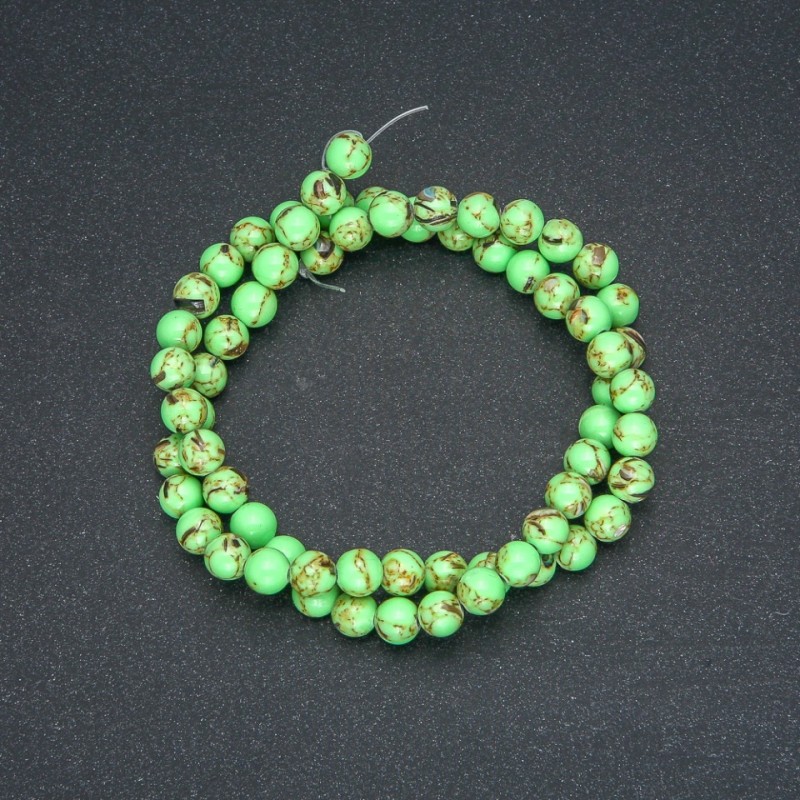 Imperial Jasper Light Green (pressed) Beads, smooth round, diameter 6mm +/-, length 40cm +