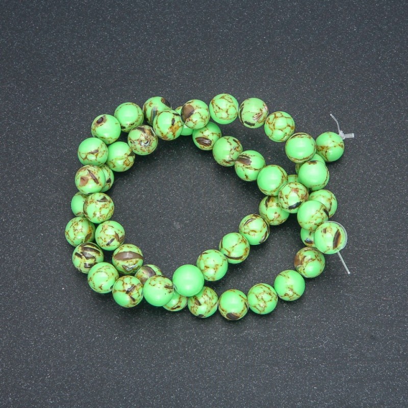 Imperial Jasper Light Green (pressed) Beads, smooth round, diameter 8mm +/-, length 40cm +