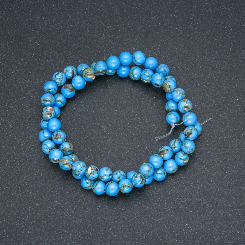 Imperial Jasper Sky Blue (pressed) Beads, smooth round, diameter 6mm +/-, length 40cm +